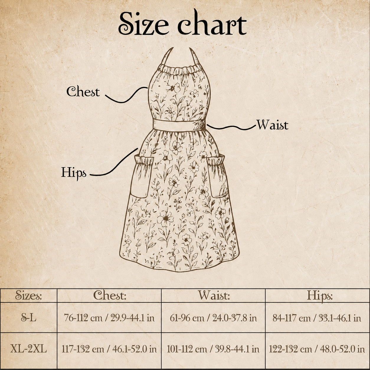 Hydrangea & Rose Kitchen Apron — Water-Repellent