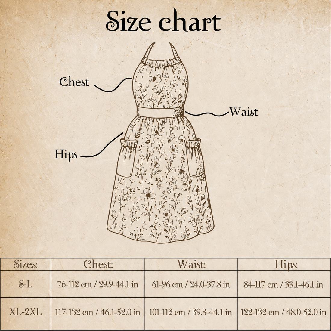 Hydrangea & Rose Kitchen Apron — Water-Repellent