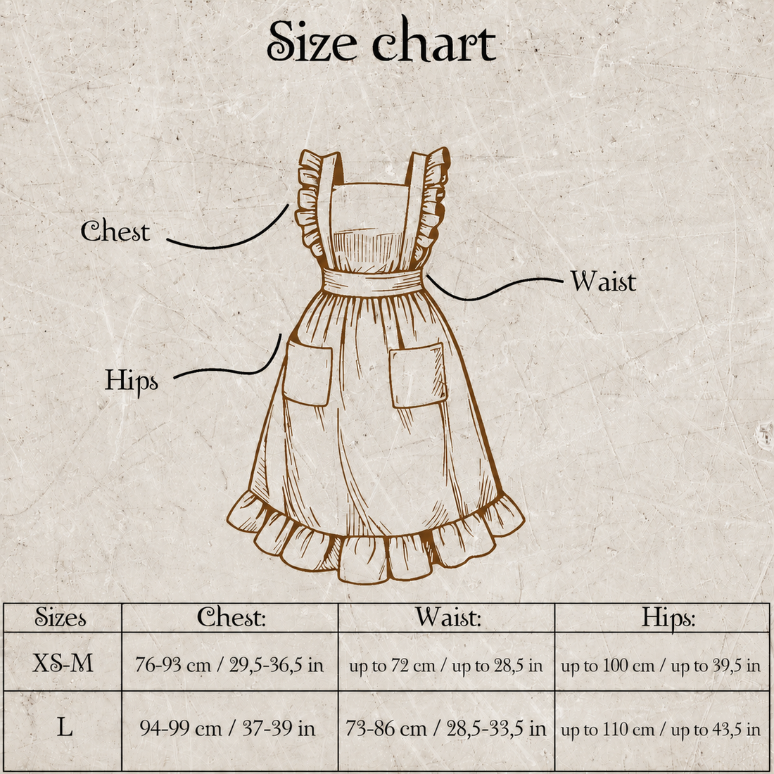 Vintage Sand Crossback Apron with Ruffle Details – Elegant Linen-Style Cotton Smock with Deep Pockets