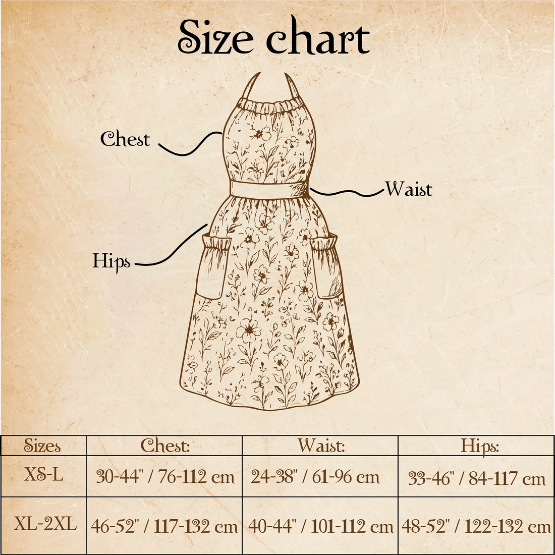 Botanical Floral Cotton Apron with Deep Pockets – Elegant Kitchen Apron with Teflon Coating