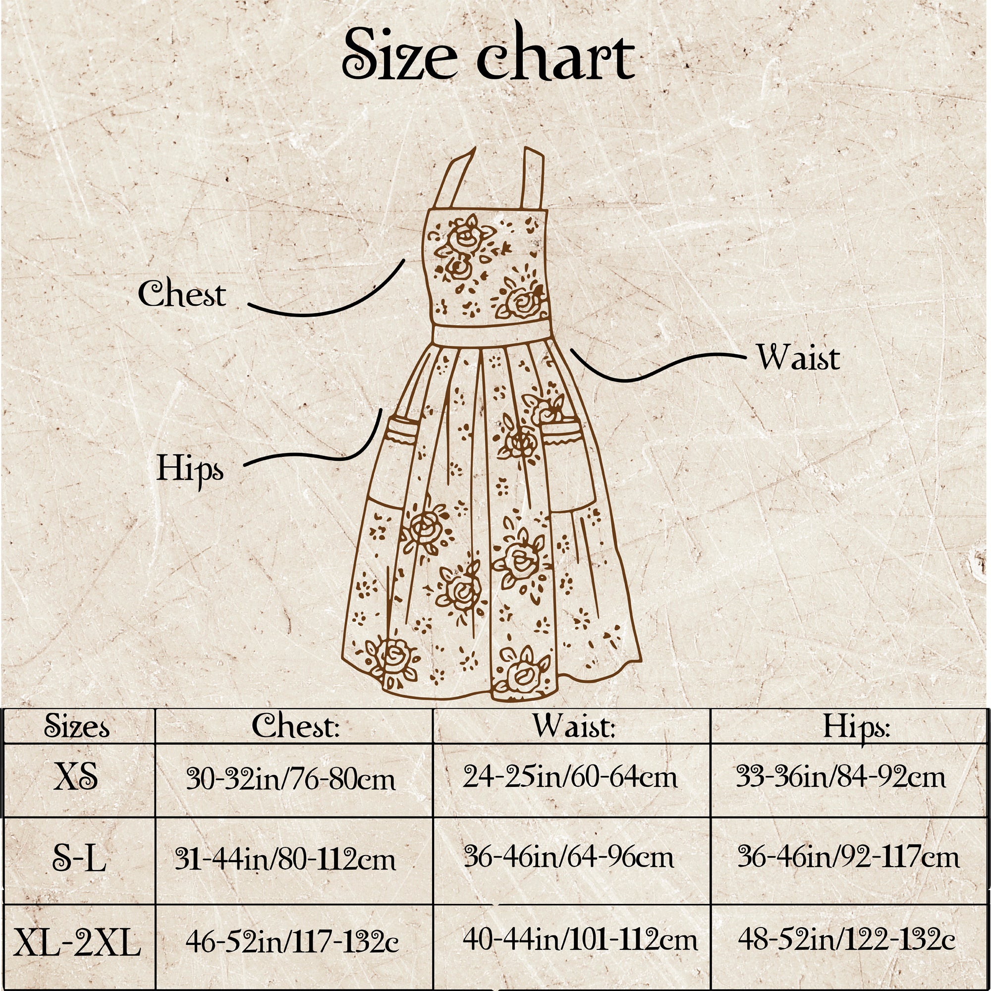 Rose Print Kitchen Apron — Water-Repellent
