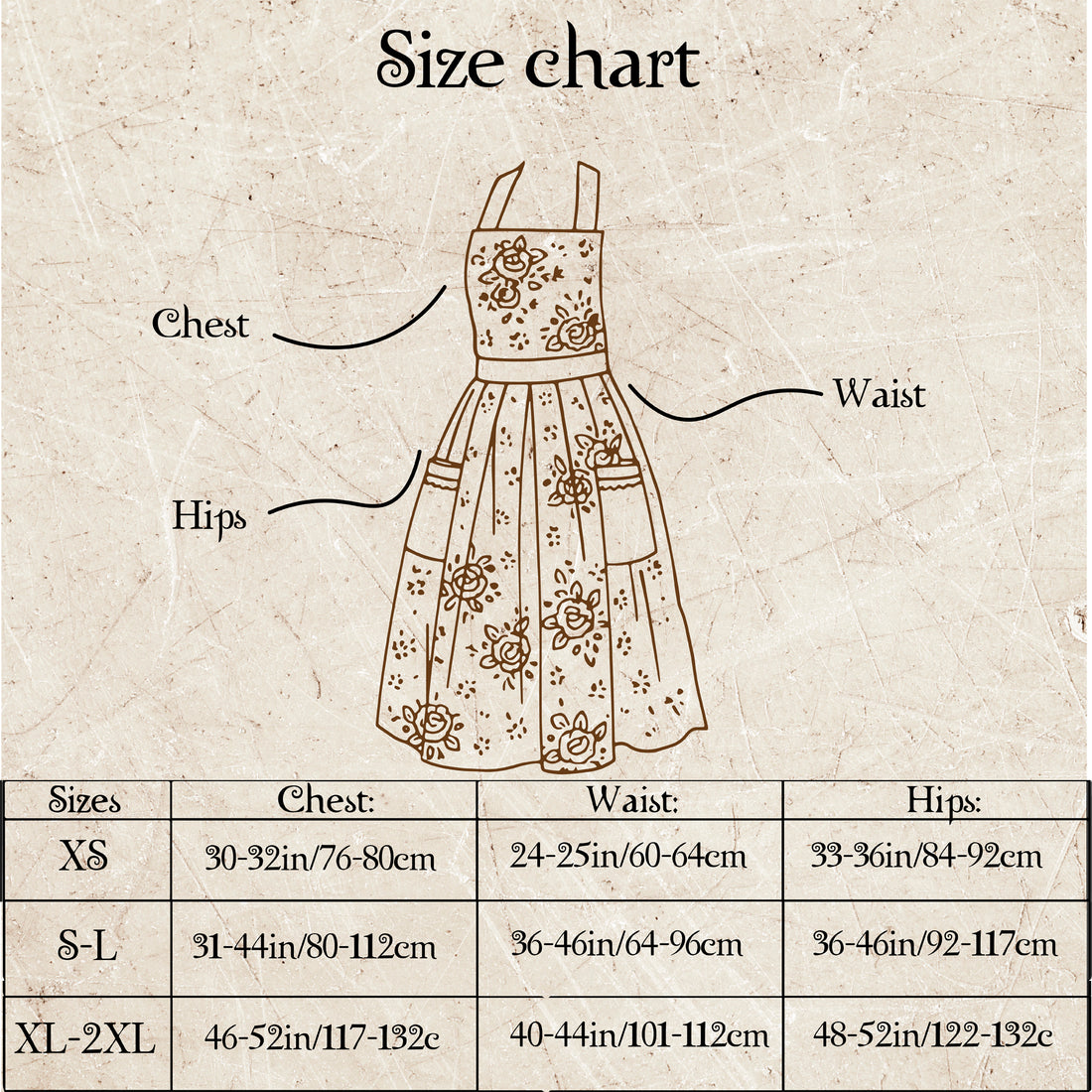 Rose Print Kitchen Apron — Water-Repellent