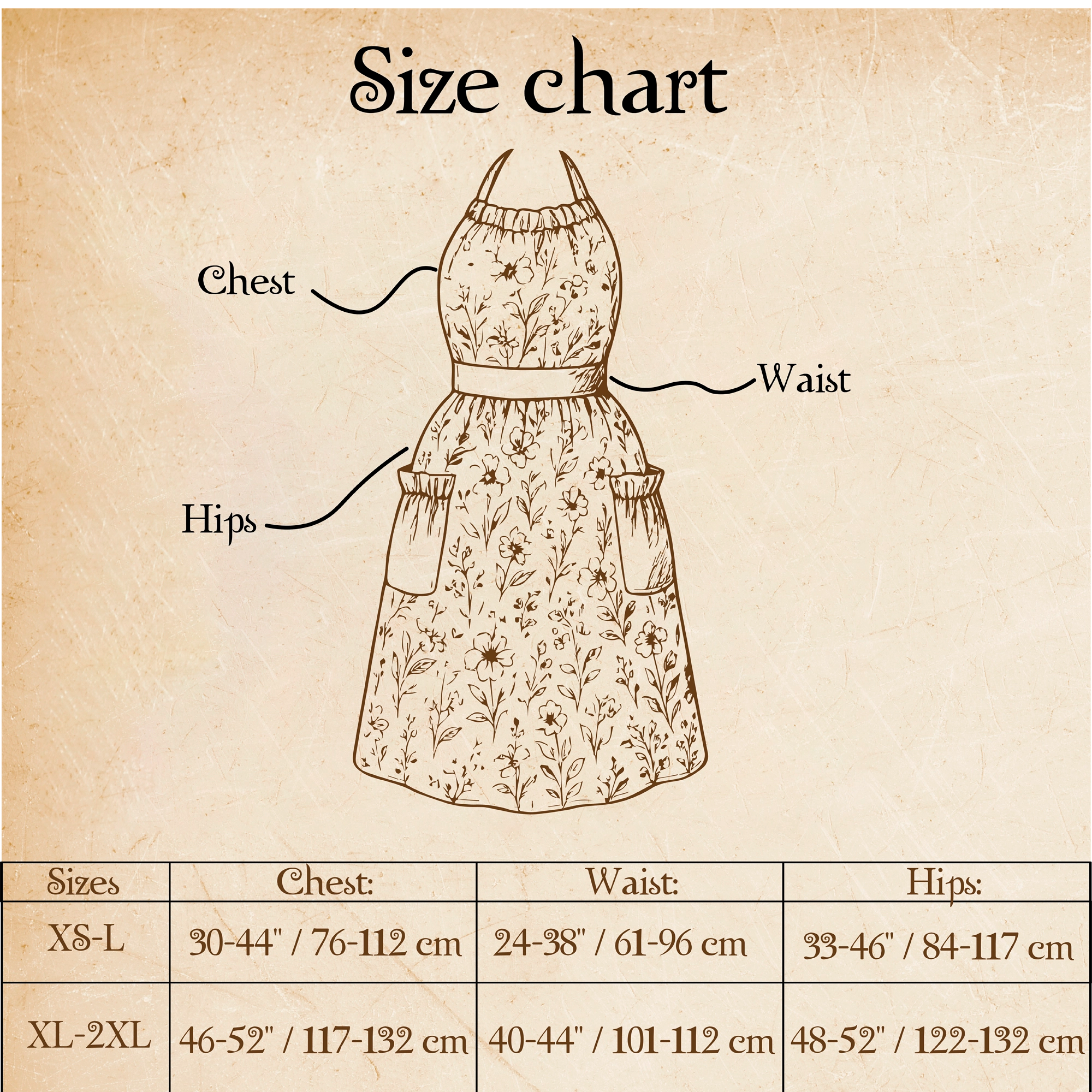 Champagne Floral Kitchen Apron — Water-Repellent