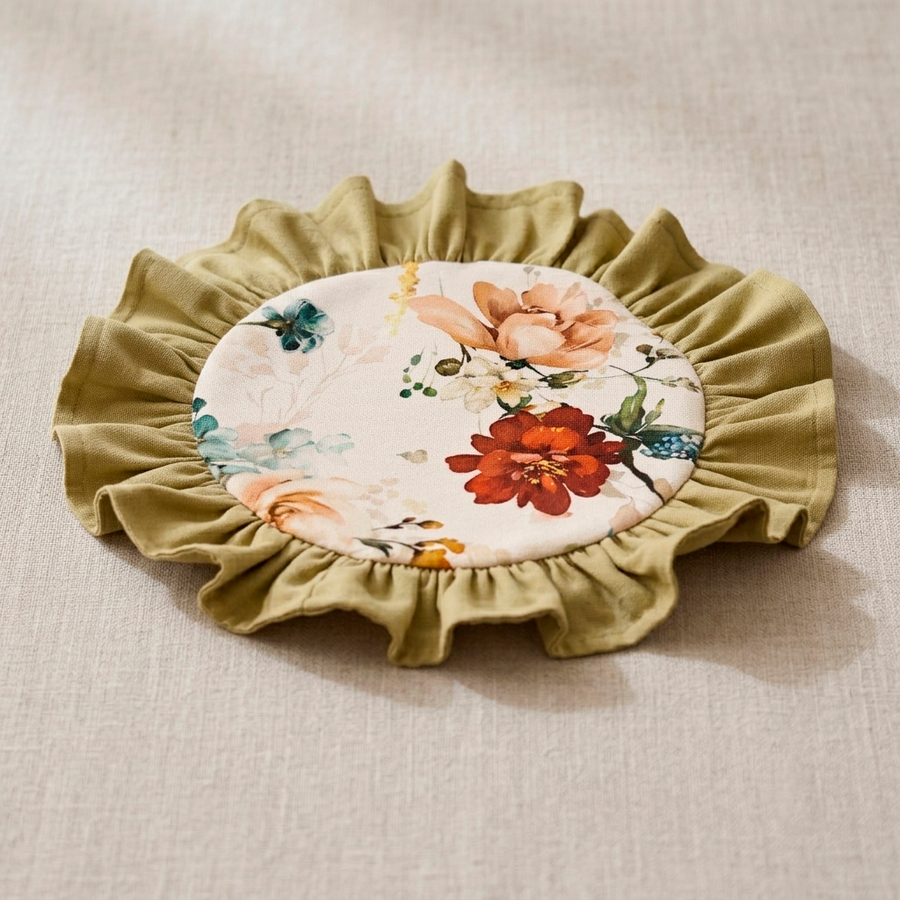 Honey Yellow Ruffle Placemat — Floral