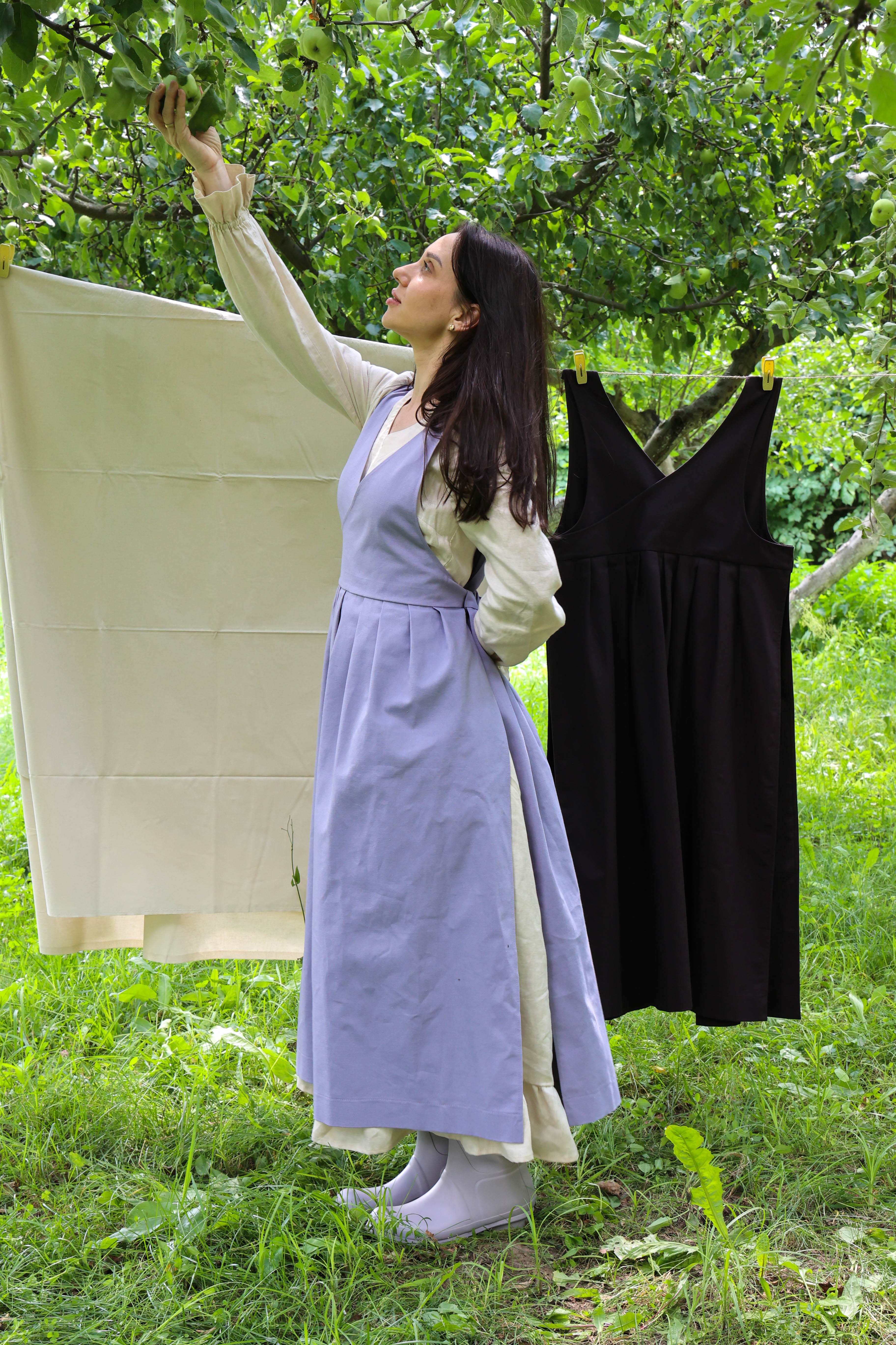Lavender Fair Apron — Full-Skirt Cotton Pinafore