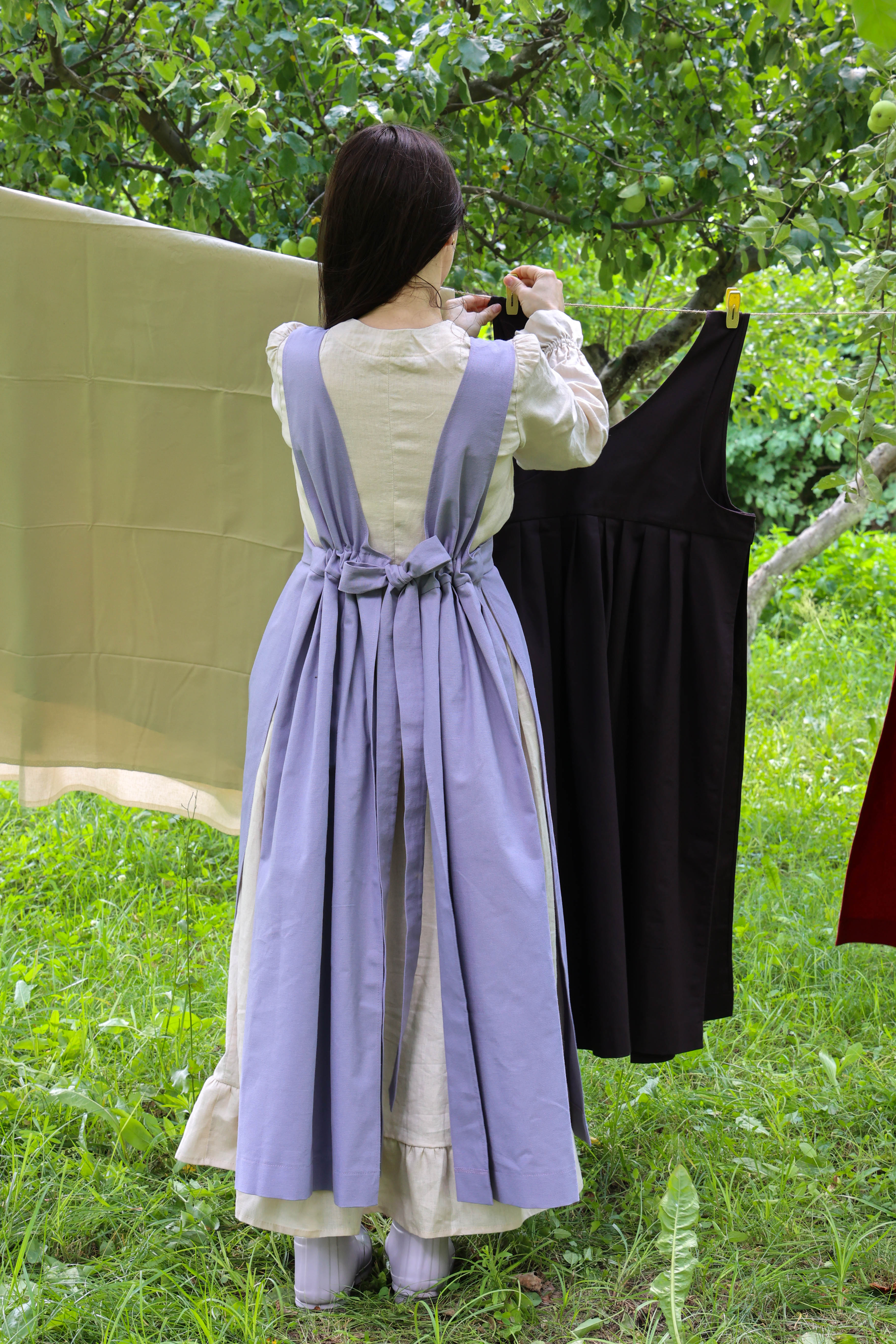 Lavender Fair Apron — Full-Skirt Cotton Pinafore