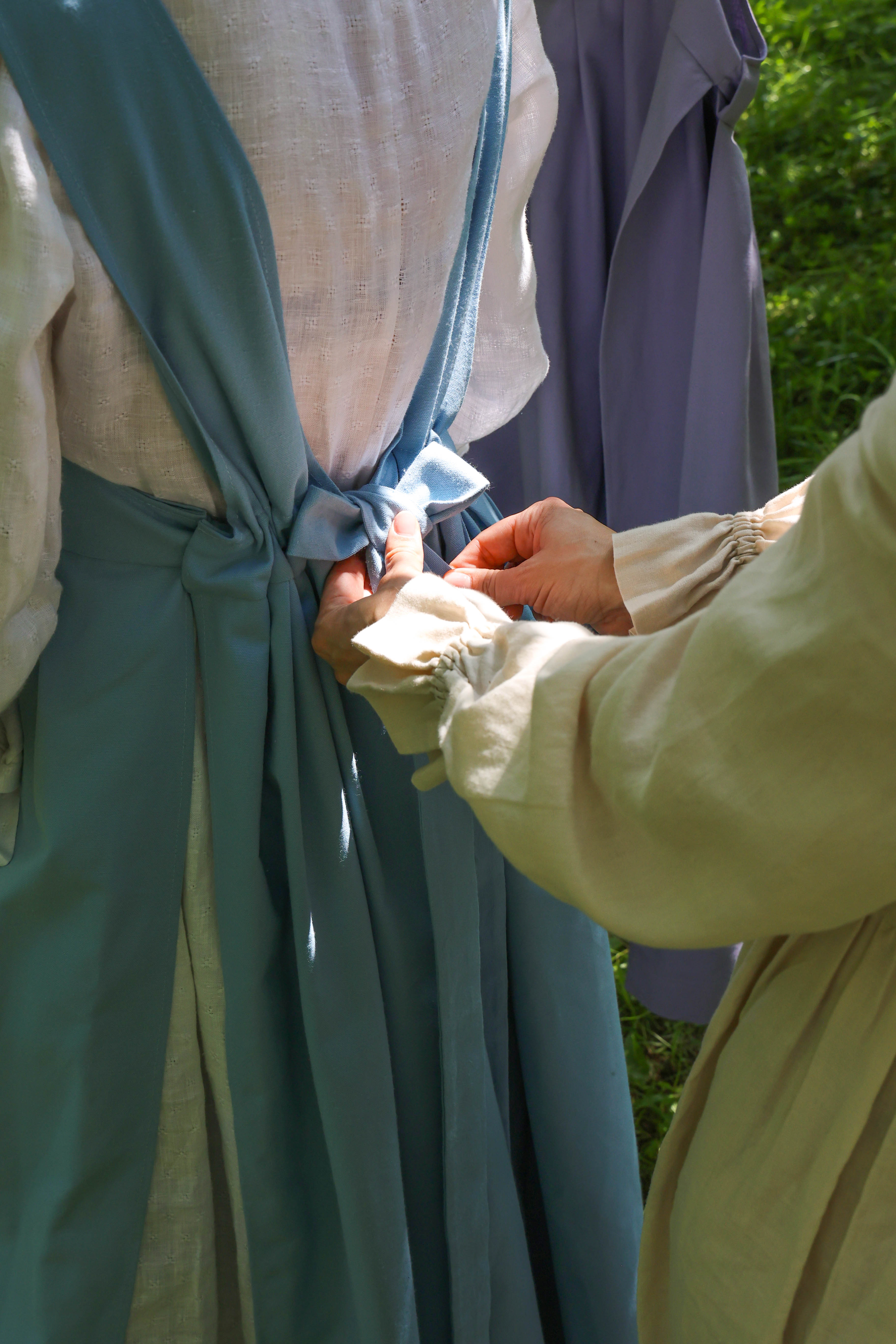 Sky Blue Fair Apron — Full-Skirt Cotton Pinafore