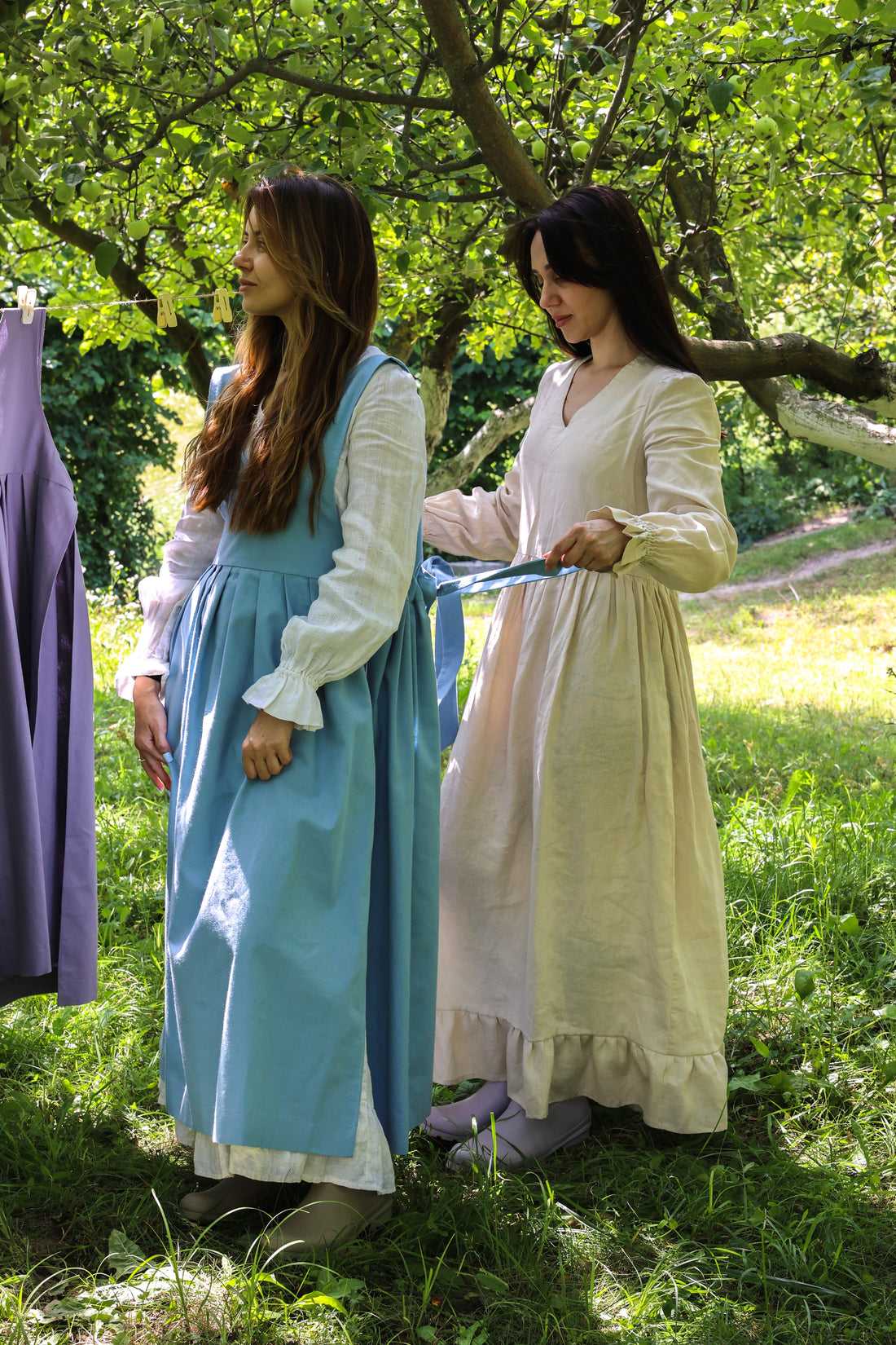 Sky Blue Fair Apron — Full-Skirt Cotton Pinafore