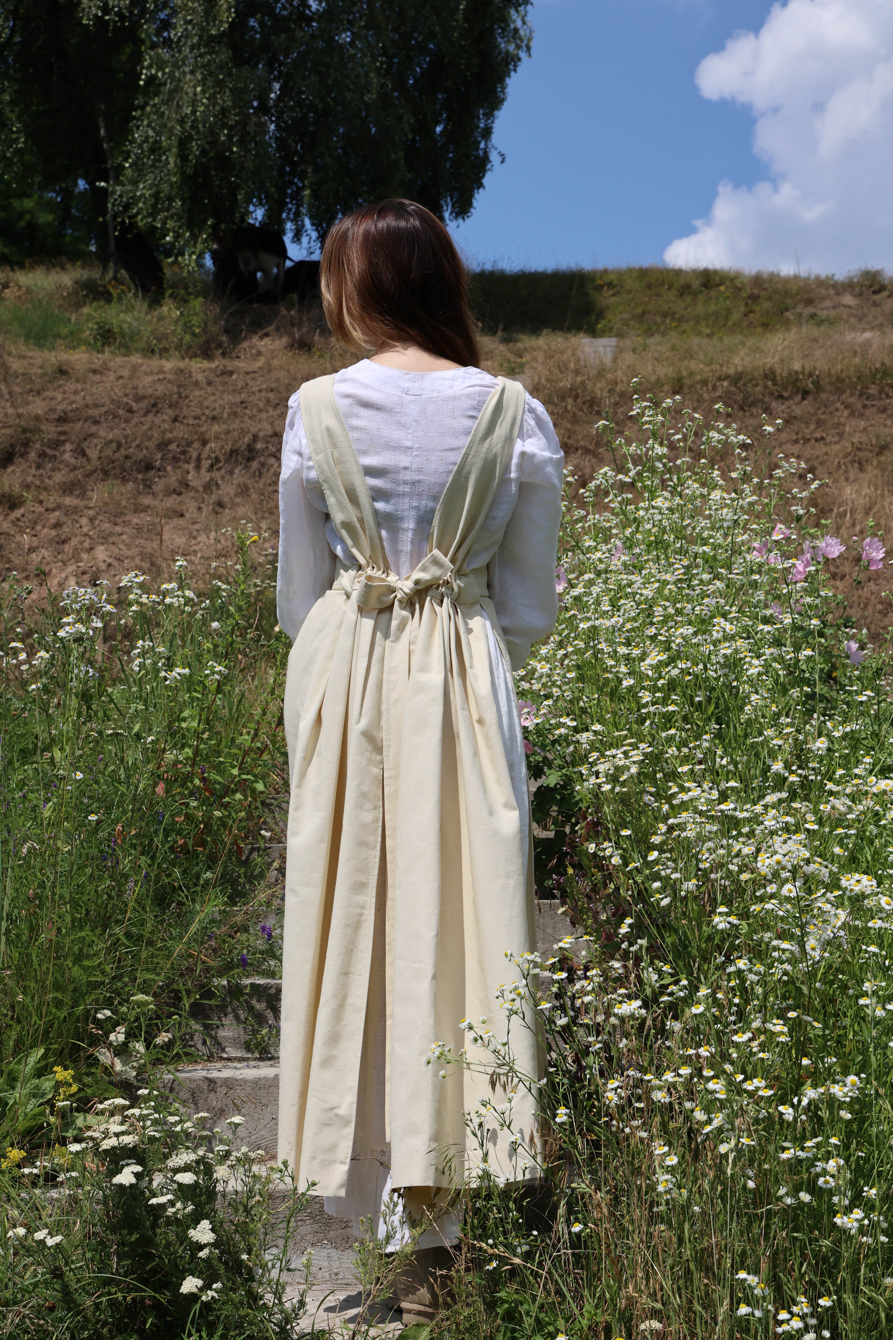 Champagne Fair Apron — Full-Skirt Cotton Pinafore
