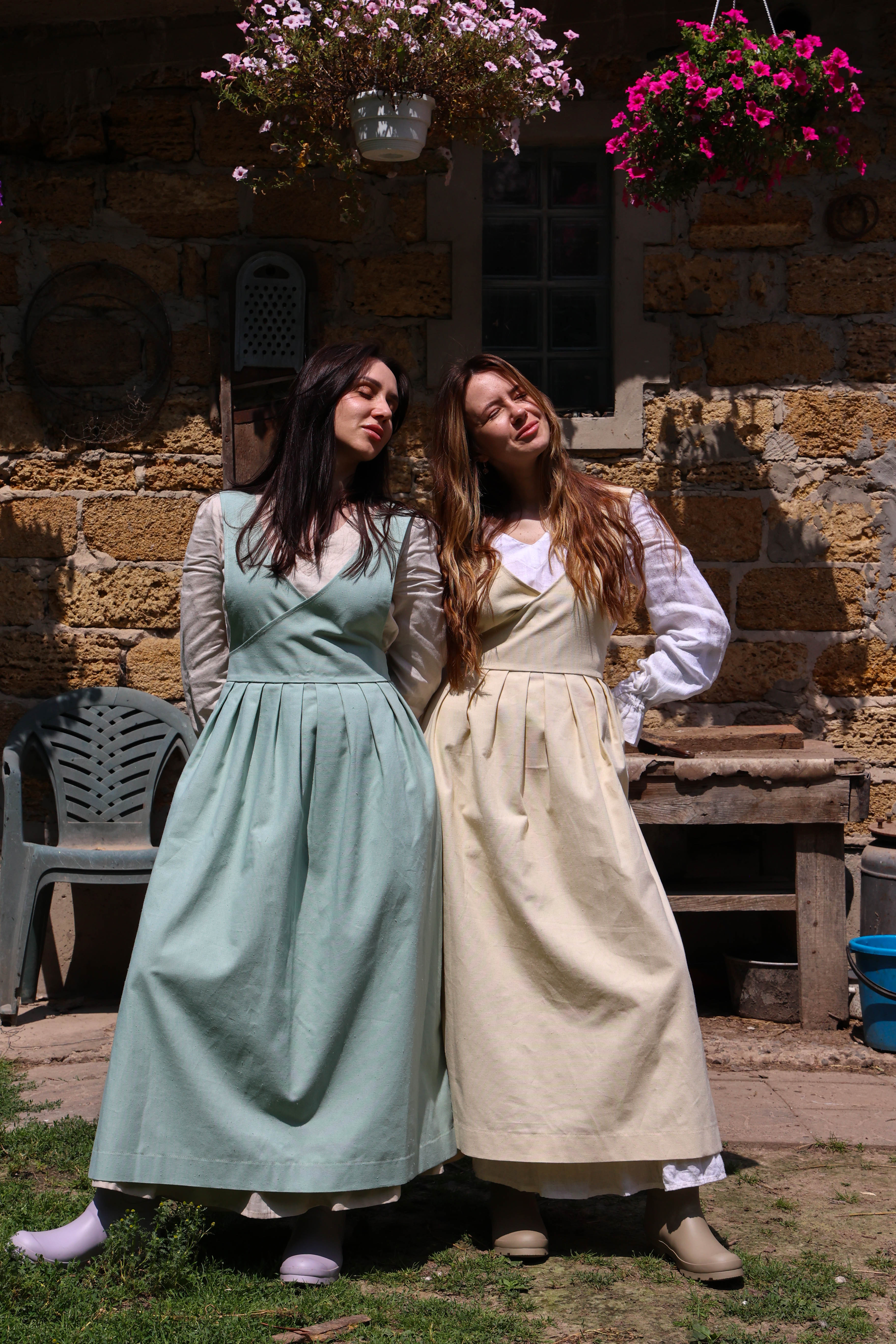 Sage Green Fair Apron — Full-Skirt Cotton Pinafore