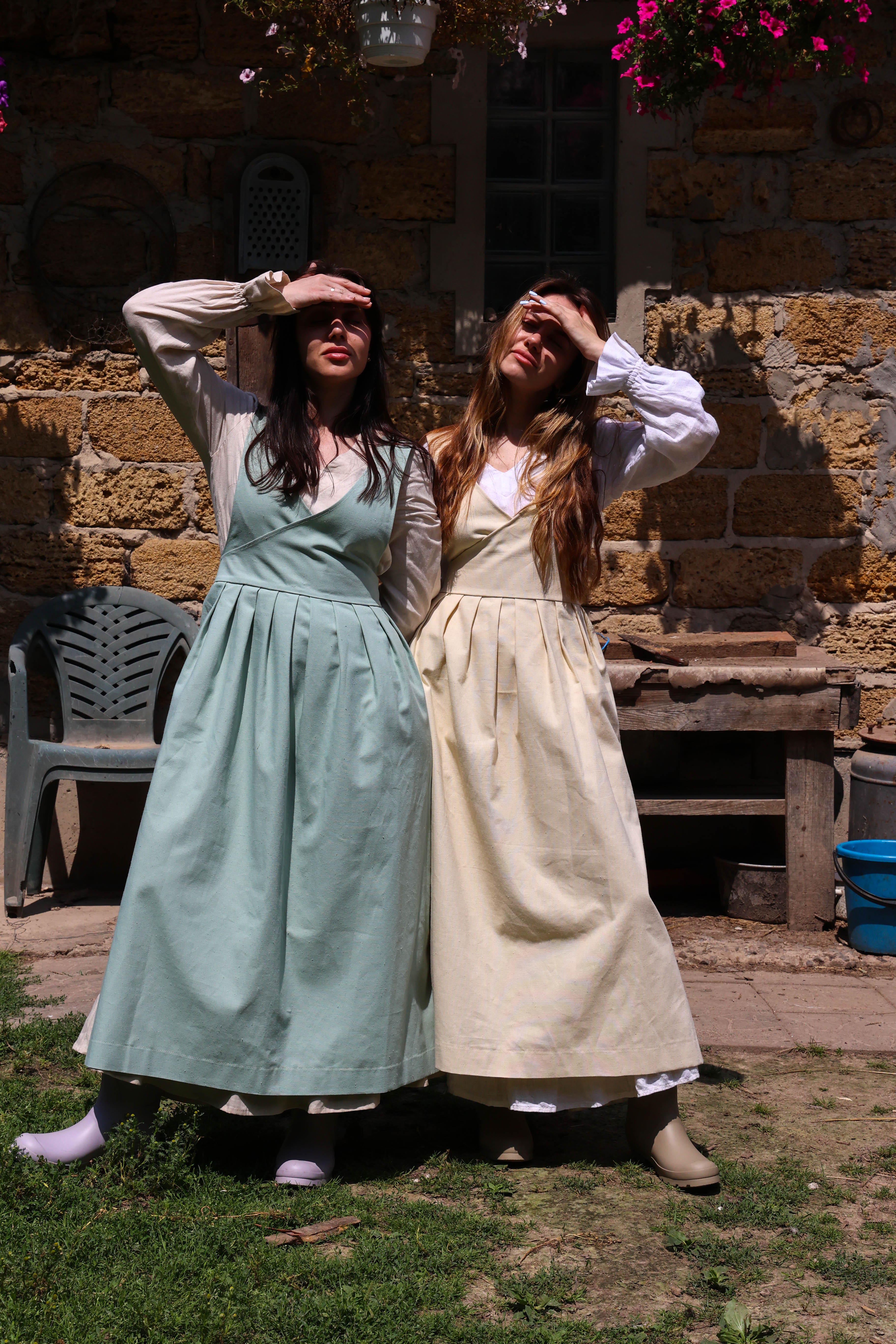 Sage Green Fair Apron — Full-Skirt Cotton Pinafore