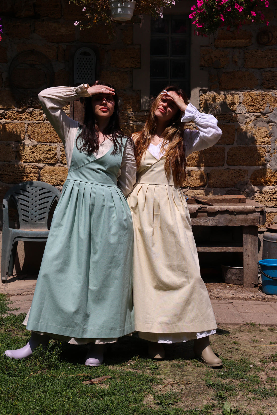 Sage Green Fair Apron — Full-Skirt Cotton Pinafore