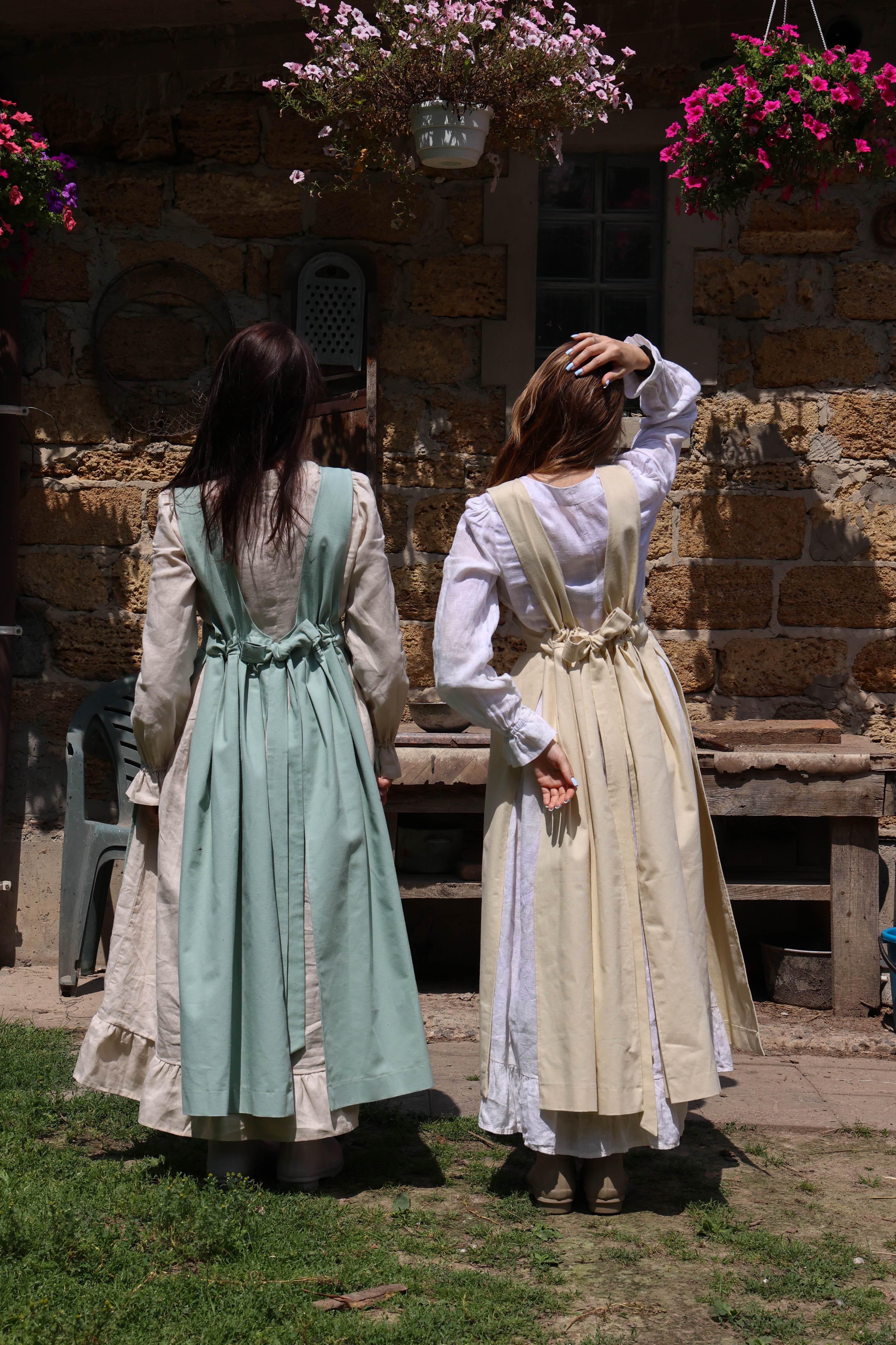 Sage Green Fair Apron — Full-Skirt Cotton Pinafore