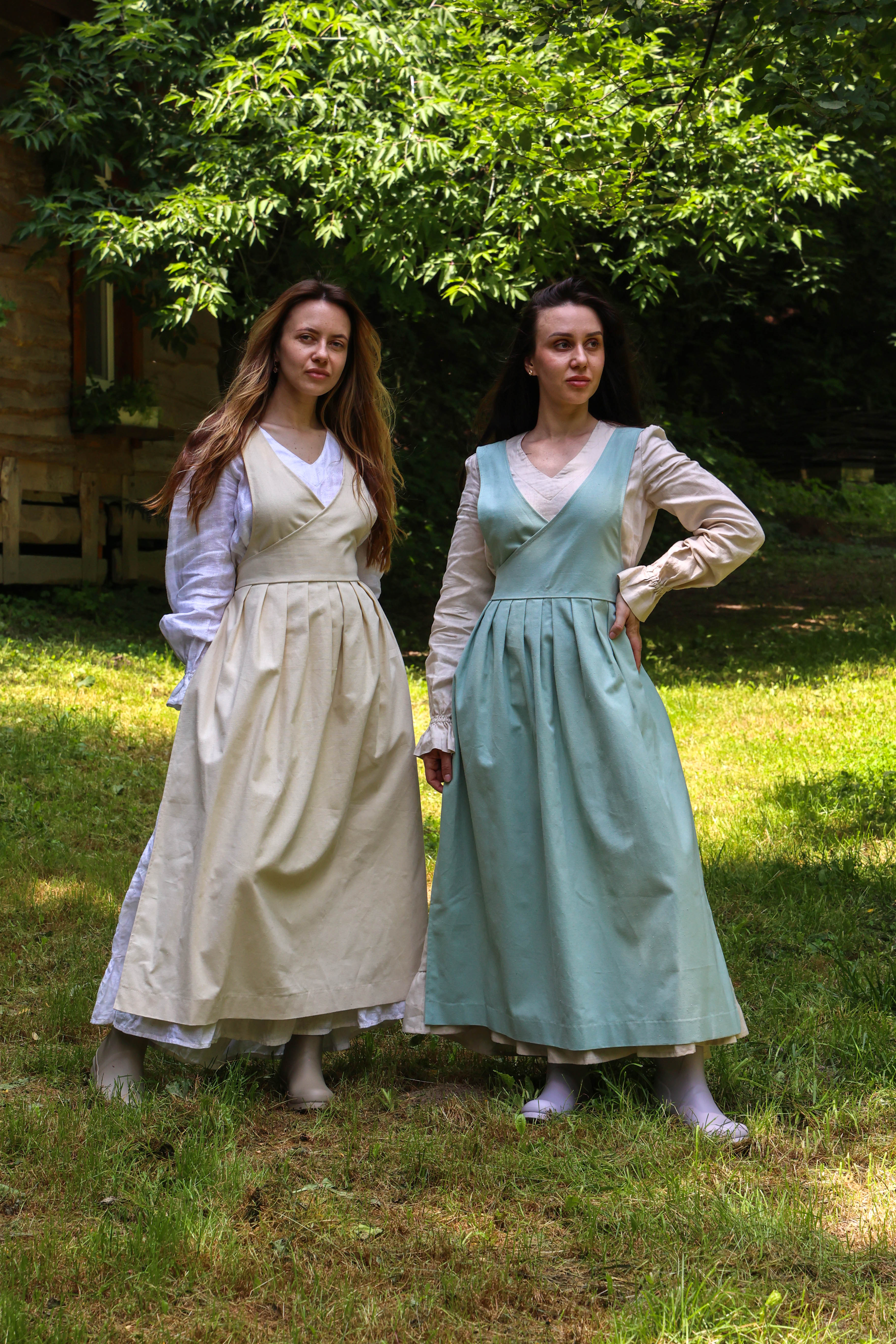 Sage Green Fair Apron — Full-Skirt Cotton Pinafore