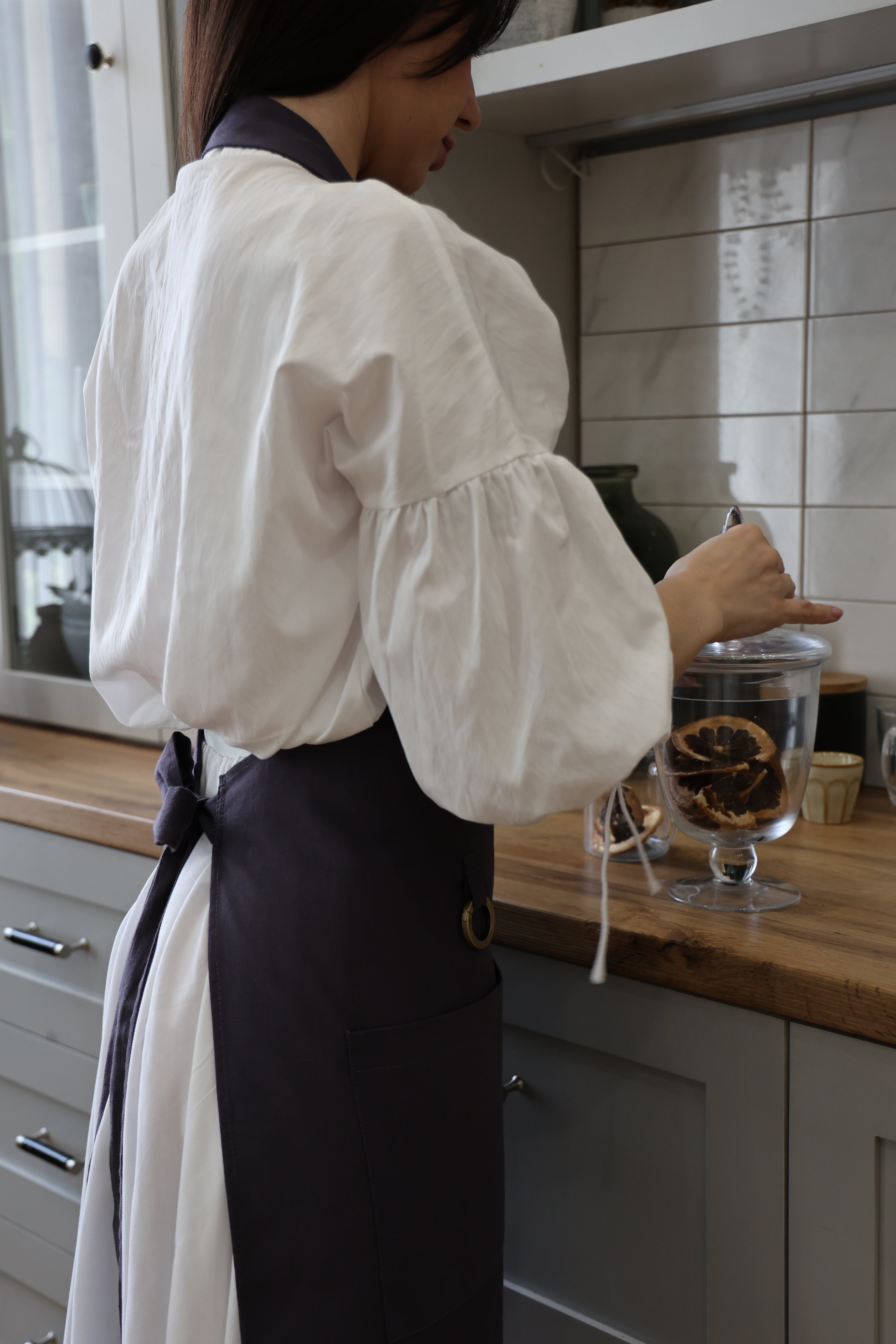 Dusty Mauve Adjustable Cotton Apron — One Size S to 2XL