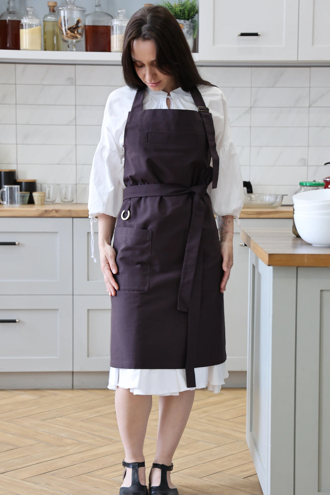 Plum Adjustable Cotton Apron — One Size S to 2XL