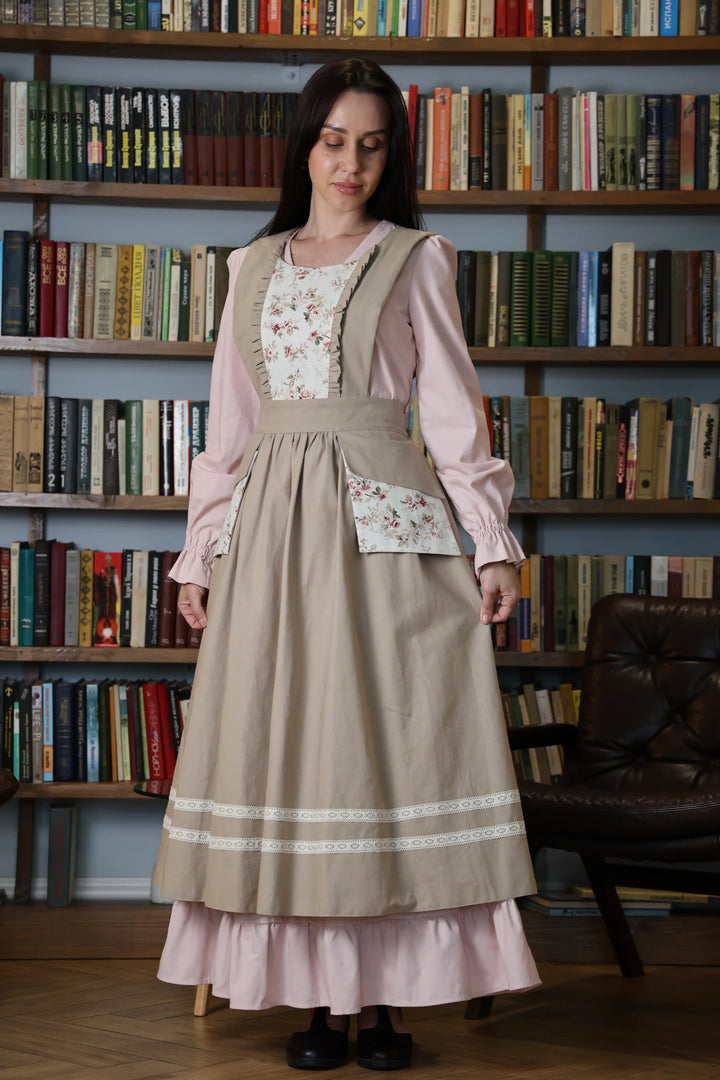 Cottagecore Pinafore Apron Dress - Handmade Vintage Style 100% Cotton