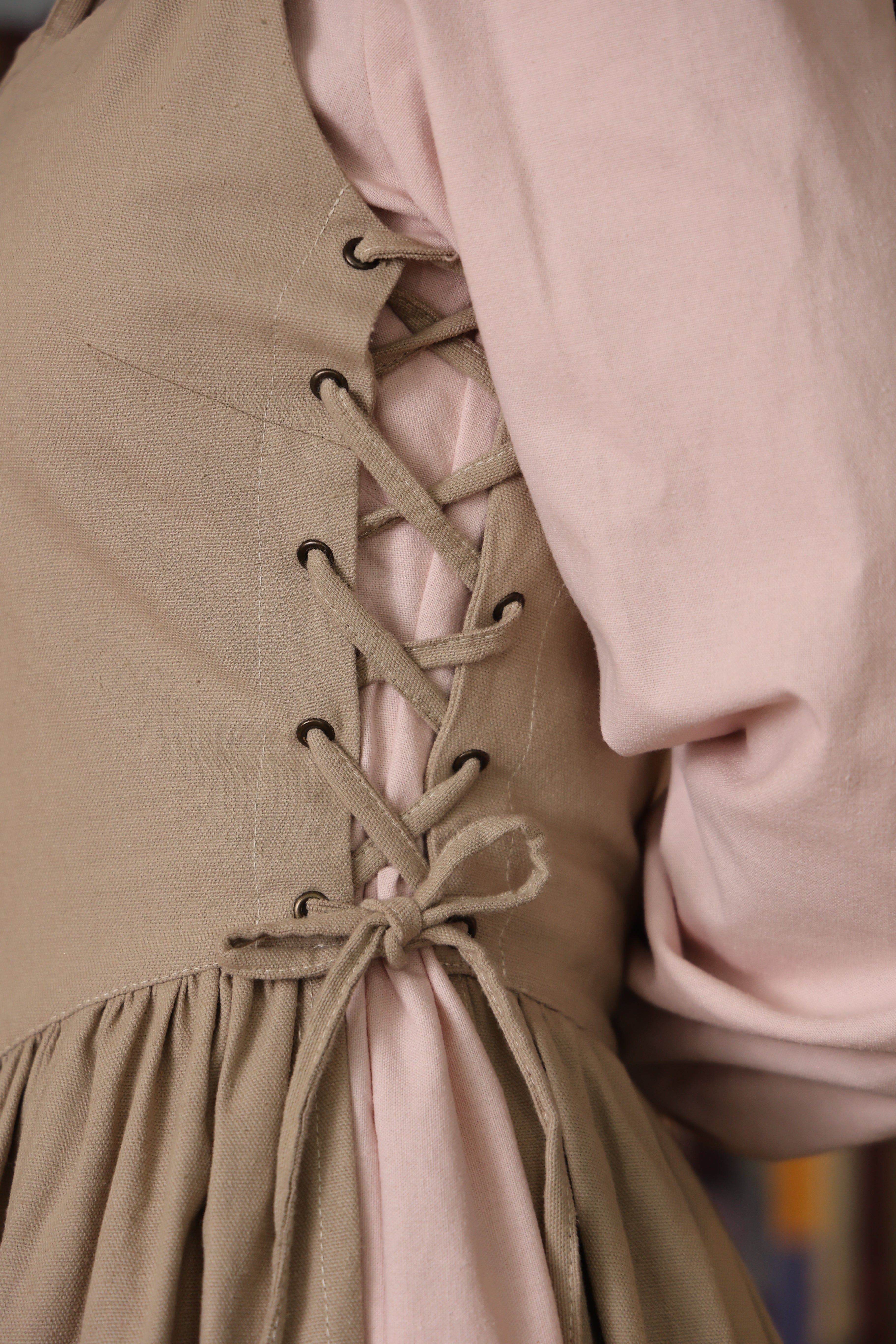Taupe Beige Corset Pinafore Apron