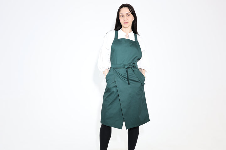 Hituka Pro Chef & Bartender Apron Emerald Green — Highly-Breathable Cross-Back Apron