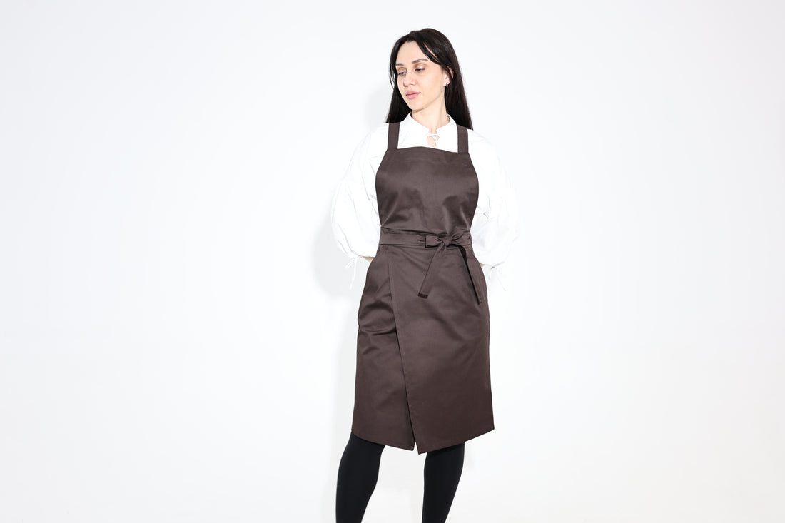 Hituka Pro Chef & Bartender Apron Dark Brown — Highly-Breathable Cross-Back Apron