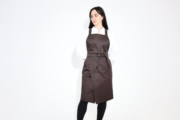 Hituka Pro Chef & Bartender Apron Dark Brown — Highly-Breathable Cross-Back Apron