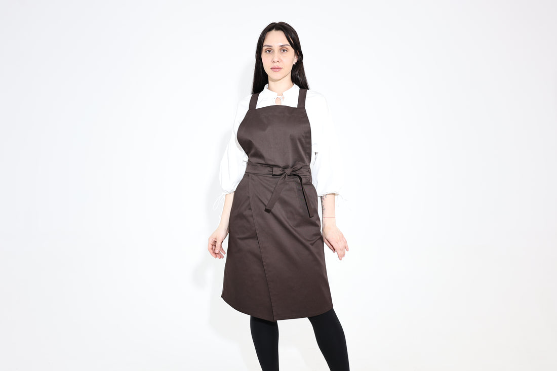 Hituka Pro Chef & Bartender Apron Dark Brown — Highly-Breathable Cross-Back Apron