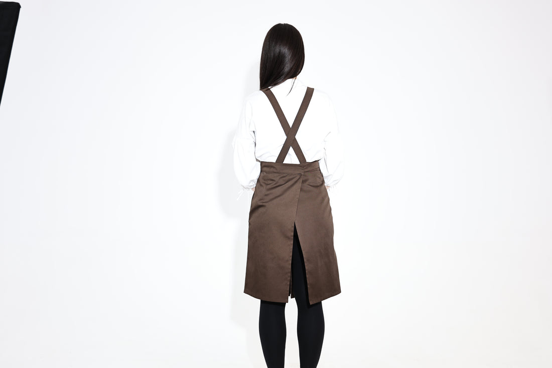 Hituka Pro Chef & Bartender Apron Light Brown — Water-Repellent Cross-Back Apron