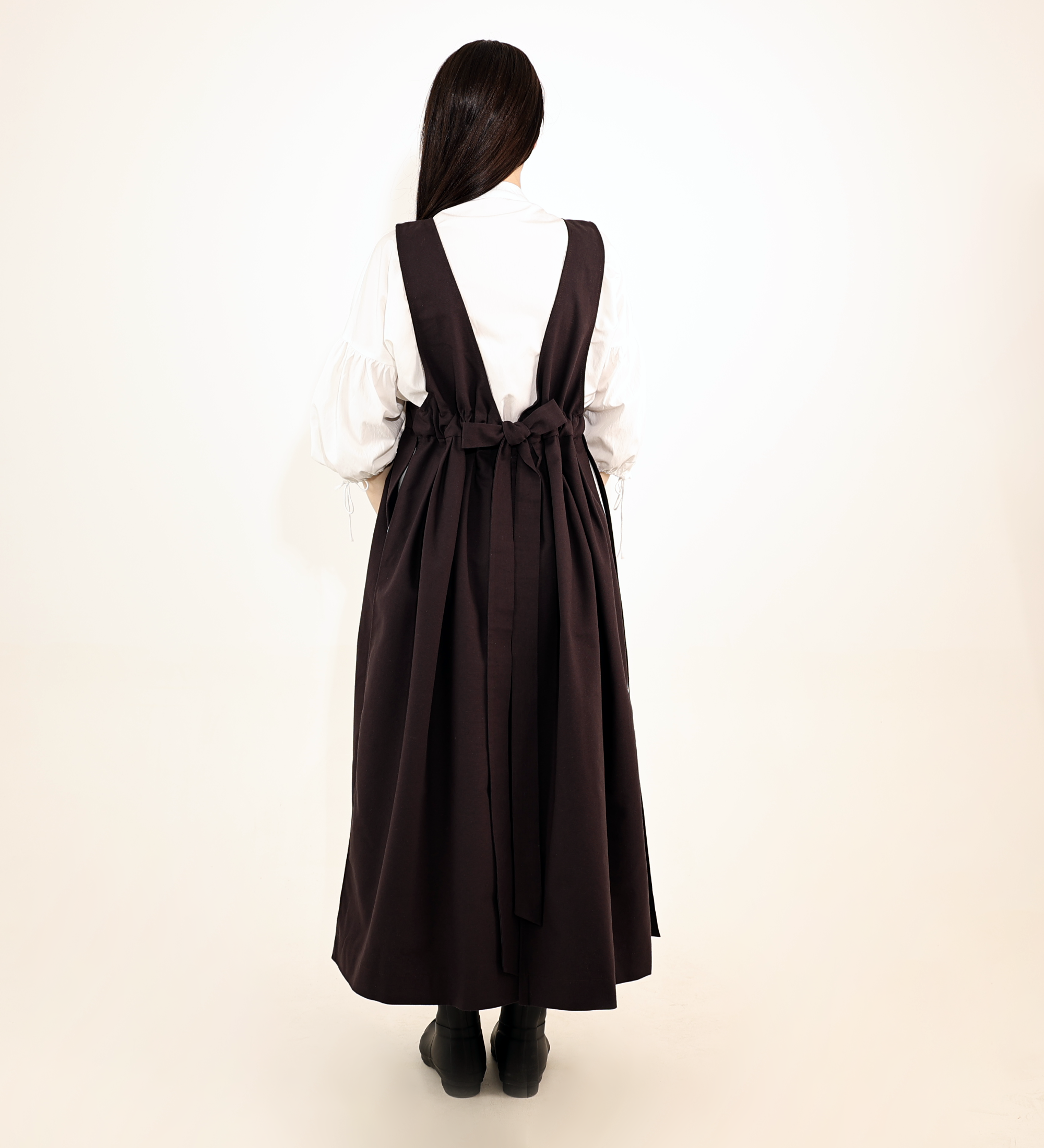 Espresso Brown Fair Apron — Full-Skirt Cotton Pinafore