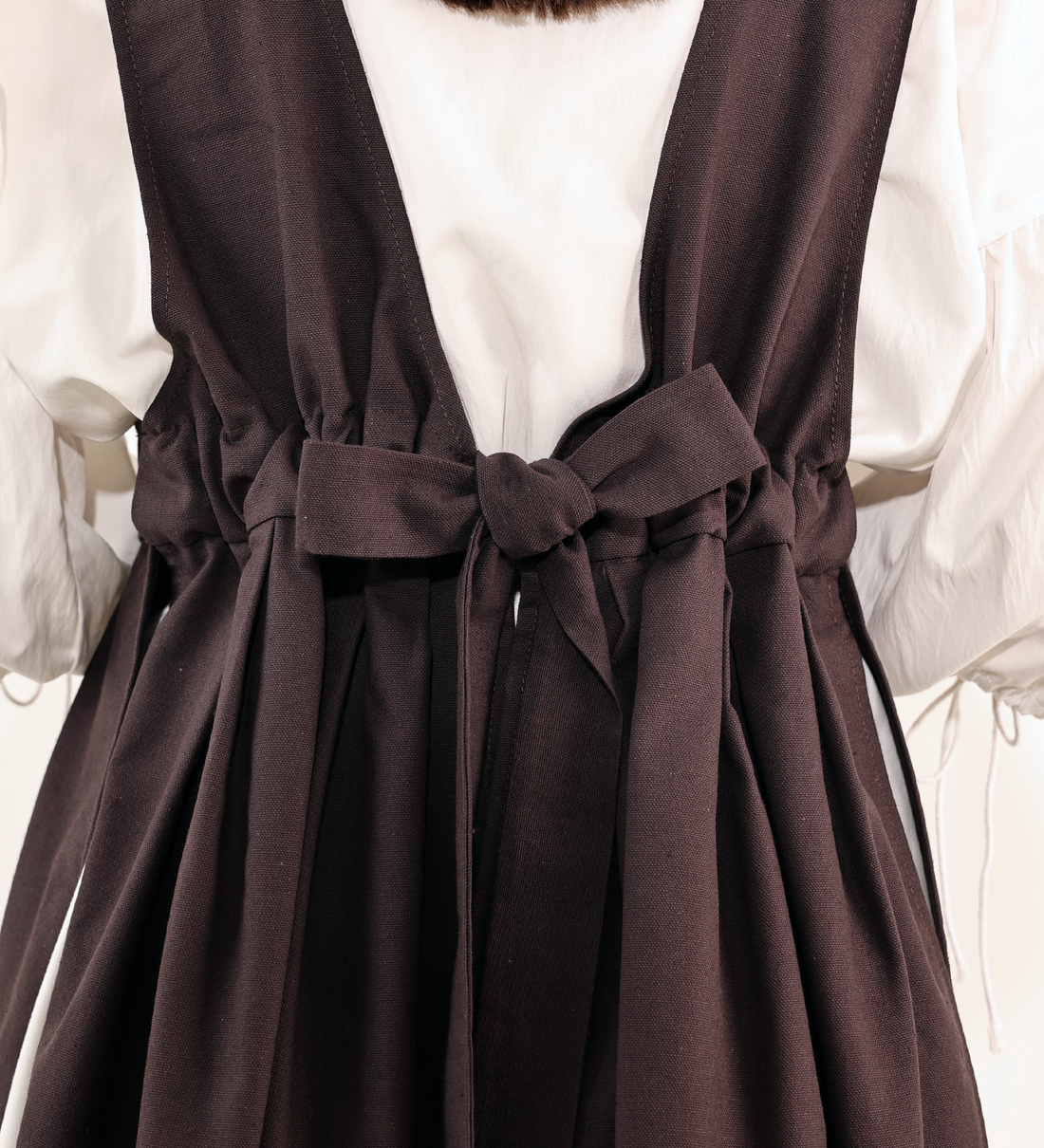Espresso Brown Fair Apron — Full-Skirt Cotton Pinafore
