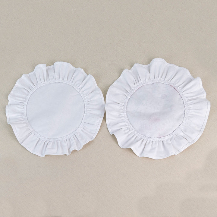 White placemat set with pink poppy and wildflower print