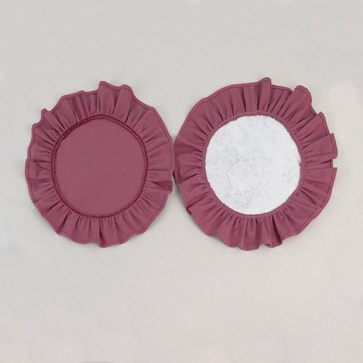 Burgundy placemat set with vintage rose print centre