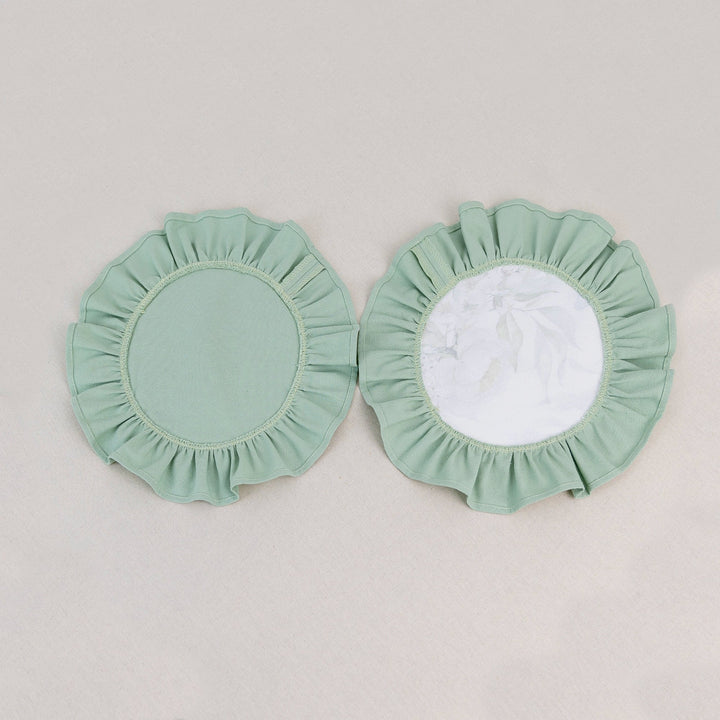 Sage green floral placemat set with peonies and eucalyptus