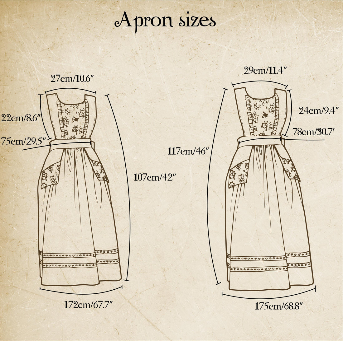 Cotton Apron With Pockets XS–L – 40"  Classic Kitchen & Baking Style