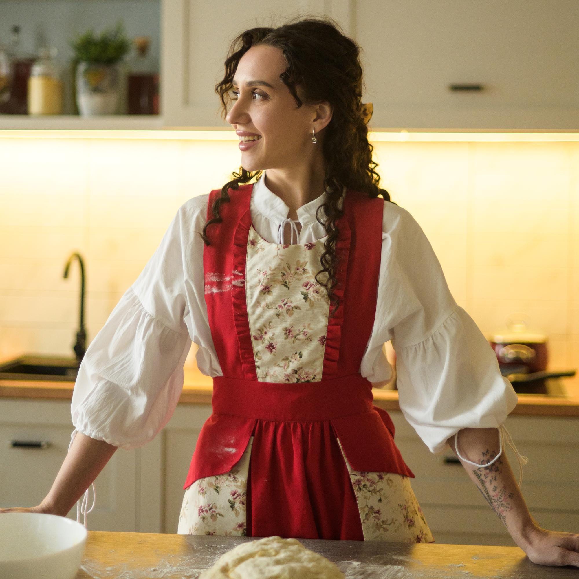 Cotton Apron With Pockets XS–L – 40"  Classic Kitchen & Baking Style