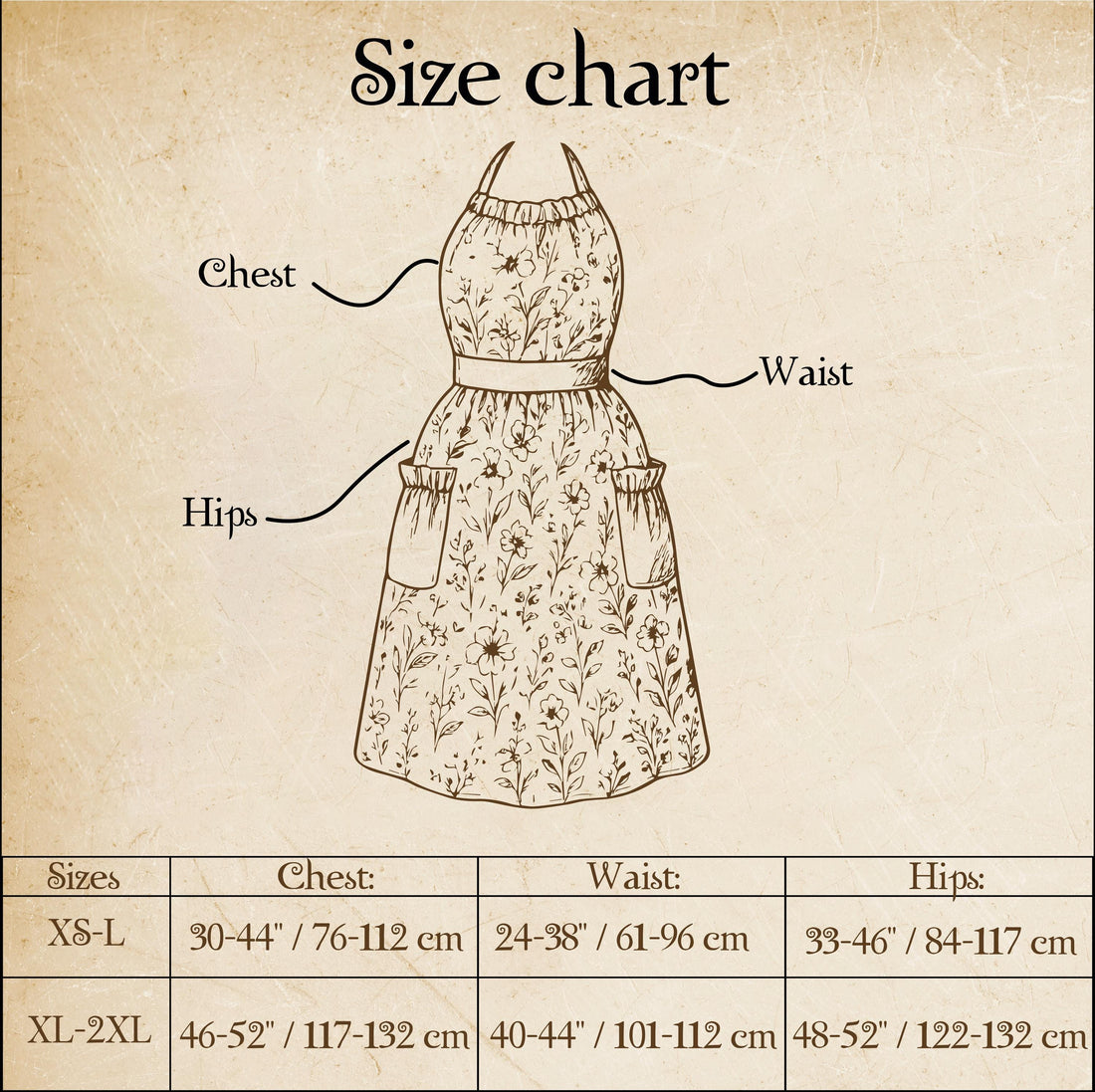 Vintage Cotton Apron XS–L – 40"  Classic Kitchen & Baking Style