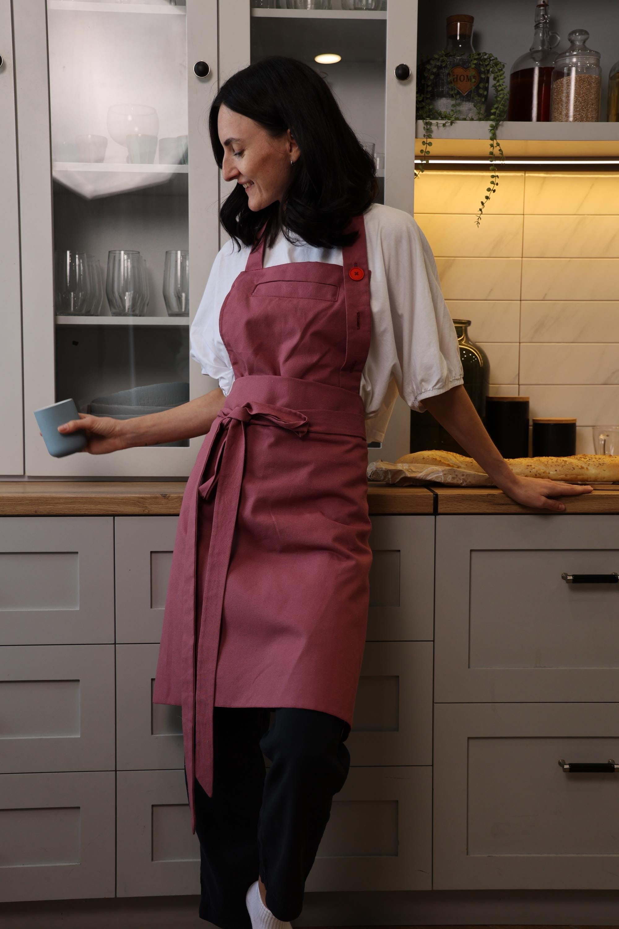 Citchen apron,Vintage style,with pockets,XS-M