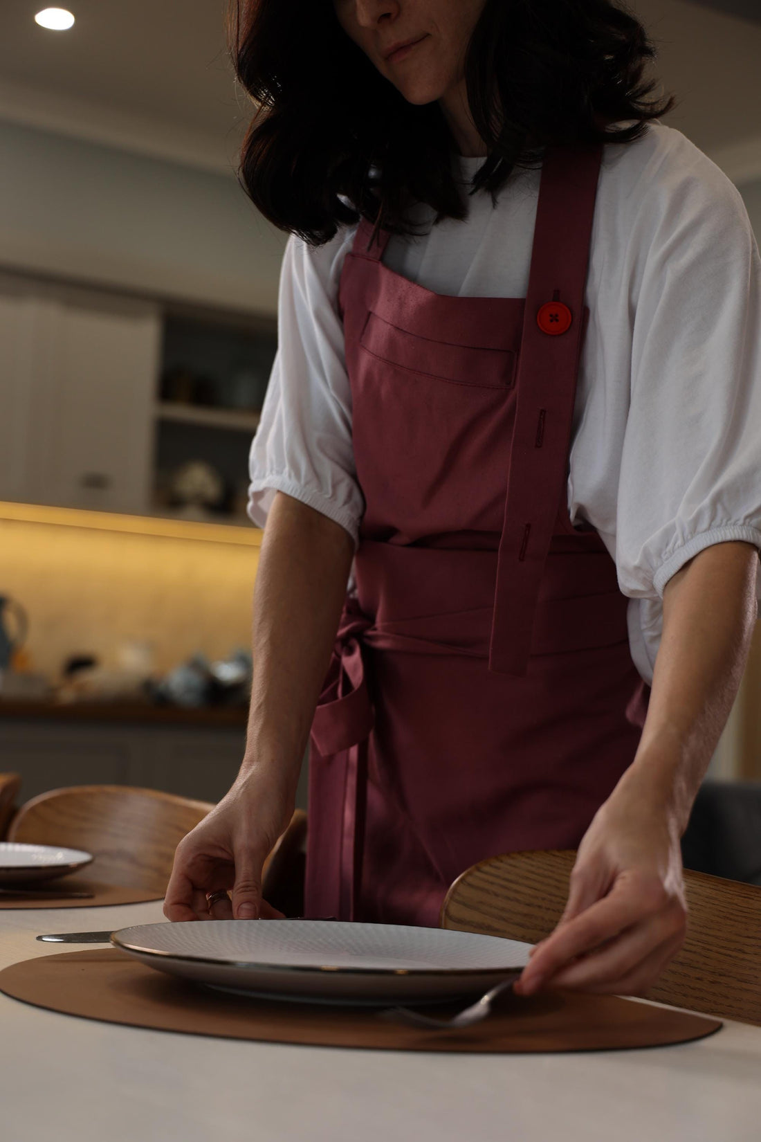 Citchen apron,Vintage style,with pockets,XS-M