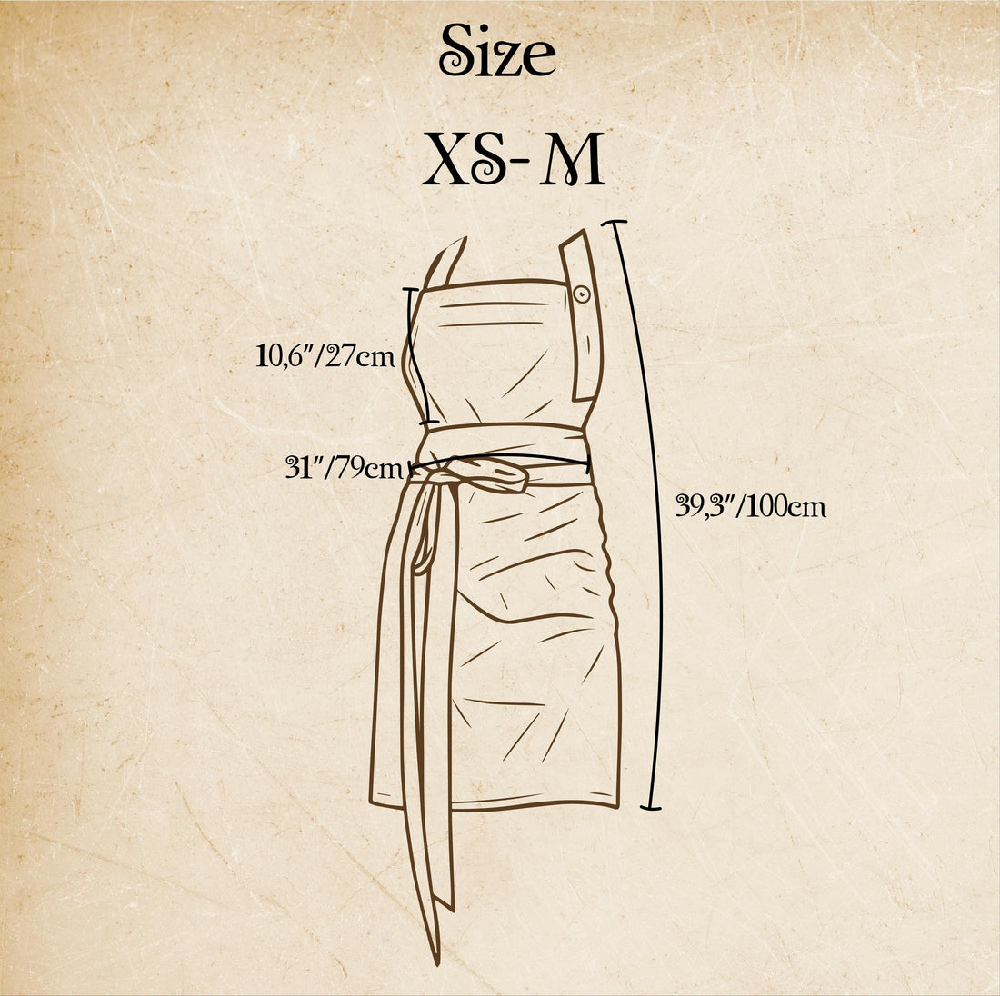 Citchen apron,Vintage style,with pockets,XS-M