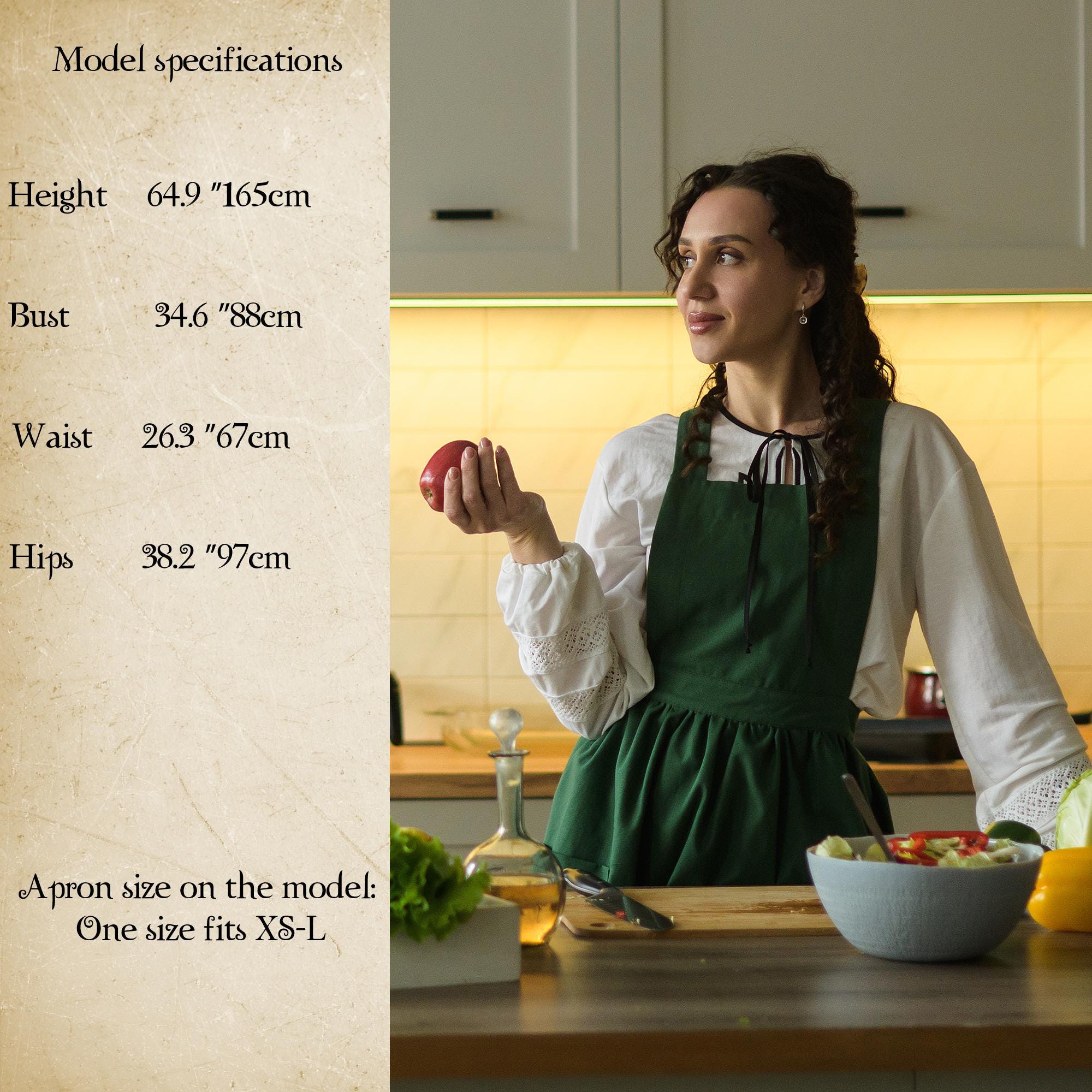 Vintage  Cotton Apron XS–L – 40" Classic Holiday Kitchen & Baking Style