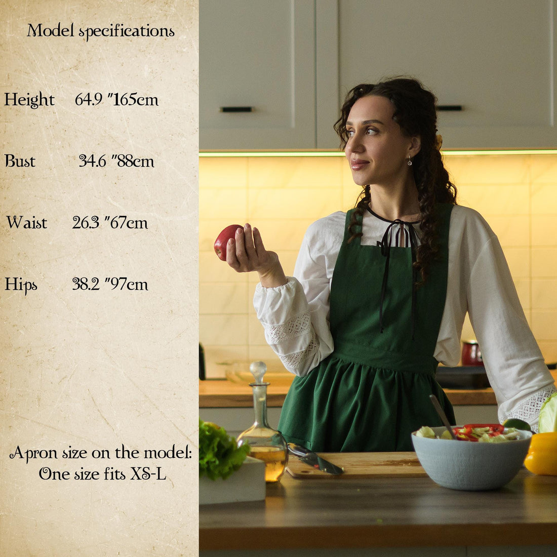 Vintage  Cotton Apron XS–L – 40" Classic Holiday Kitchen & Baking Style