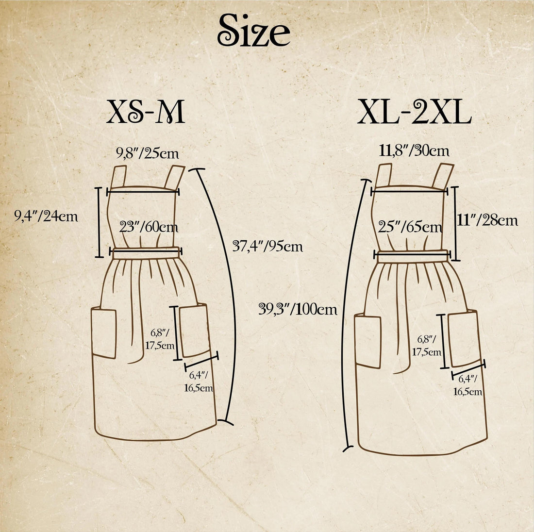 Vintage Cotton Apron for Home Cooking XS–L – 40" Classic Kitchen & Baking Style