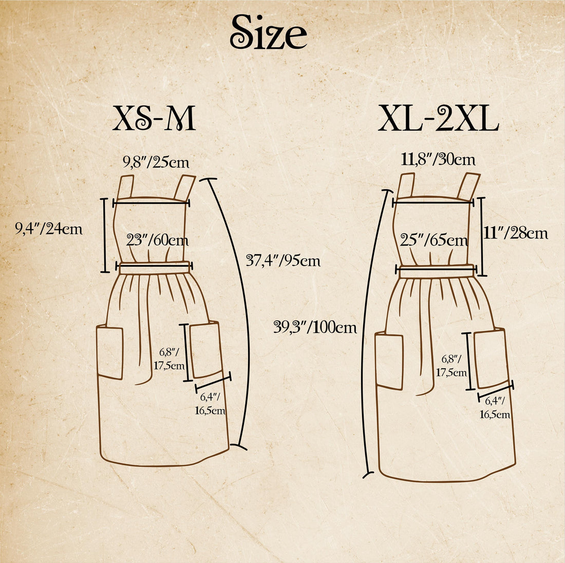 Vintage  Cotton Apron XS–L – 40" Classic Holiday Kitchen & Baking Style