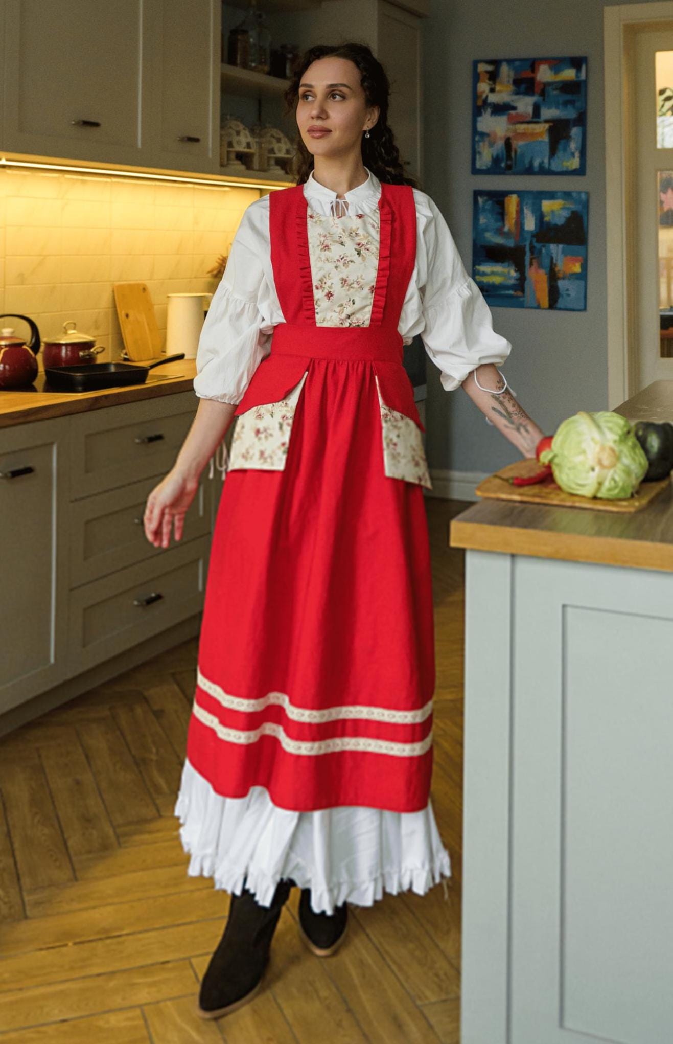 Cotton Apron With Pockets XS–L – 40"  Classic Kitchen & Baking Style